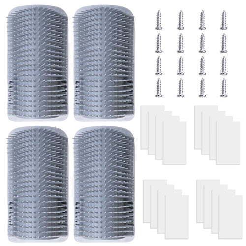 4-Pieces: Cat Self Groomer Soft Silicone Wall Corner Scratcher